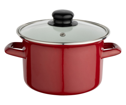 Garnek i rondel Altom Garnek emaliowany 18 cm 1,9 l pokrywka merlot indukcja